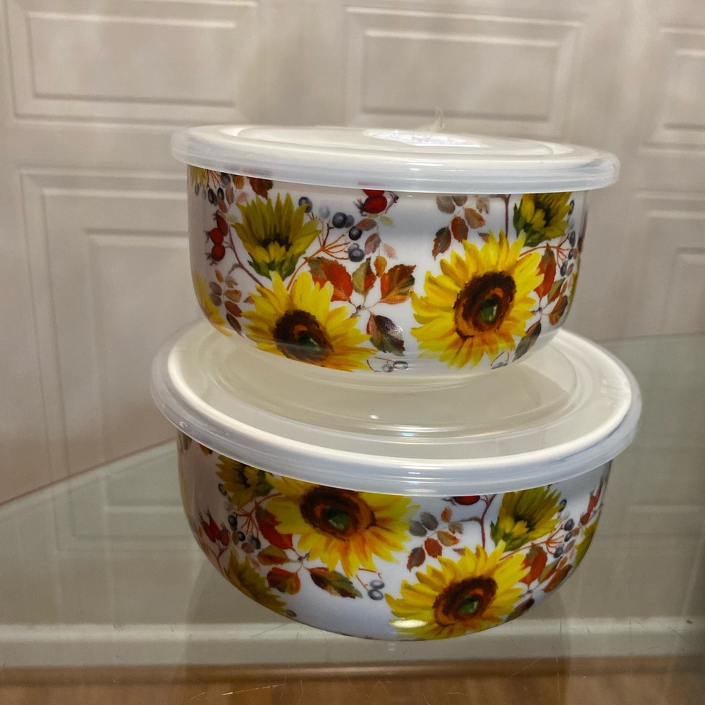 - Brand New Beautiful Set Of Bowls With Lid Grace Pantry. 6” and 5 “